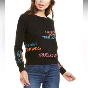 Scott & Scott London Black Cashmere Rue La La Love Wins Sweater Small
